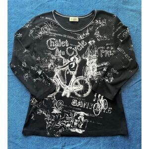 Y2K Cactus 3/4 Sleeve Chalet Du Cycle Graphic T-Shirt